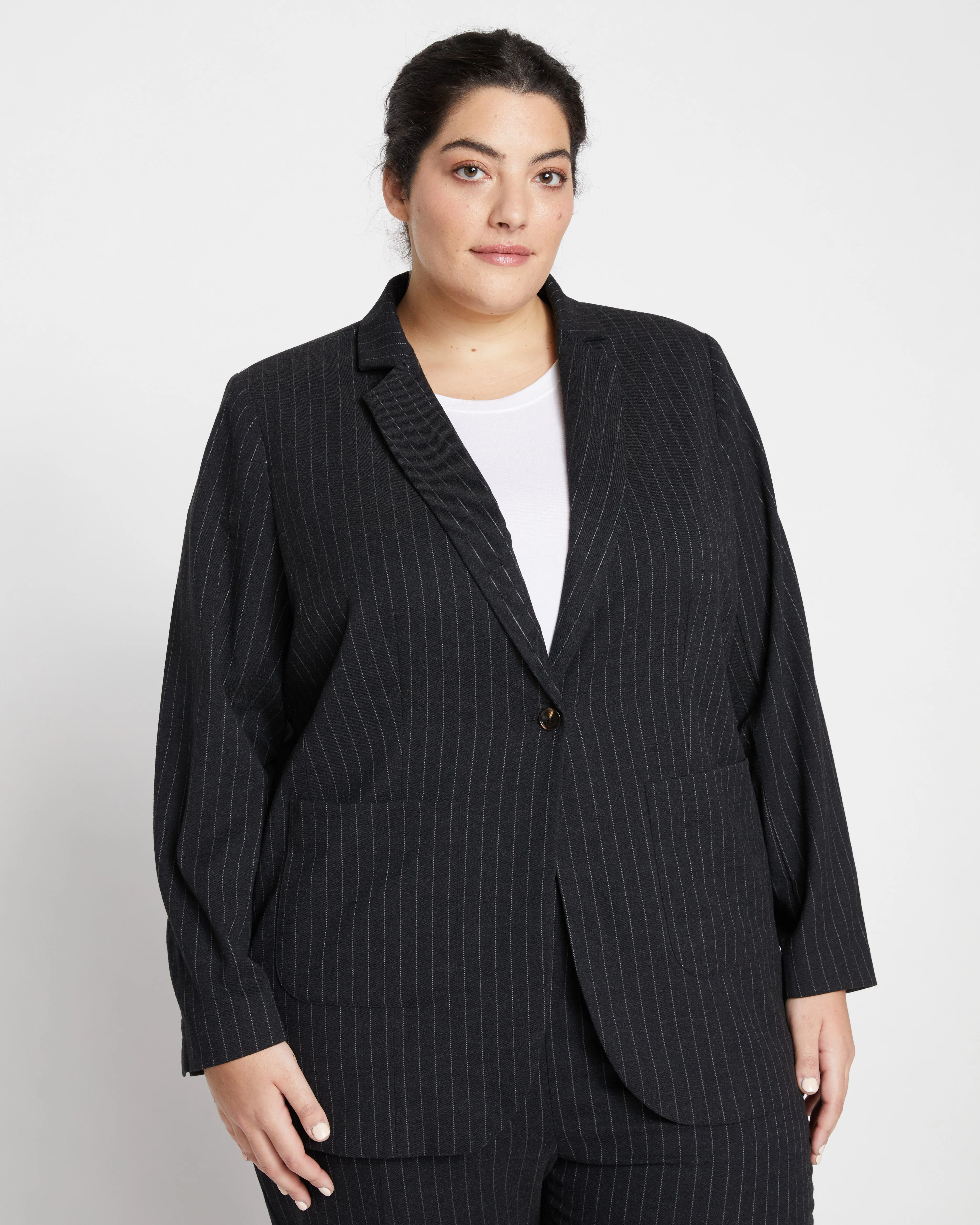 The Pinstripe Blazer - Graphite - Image 2