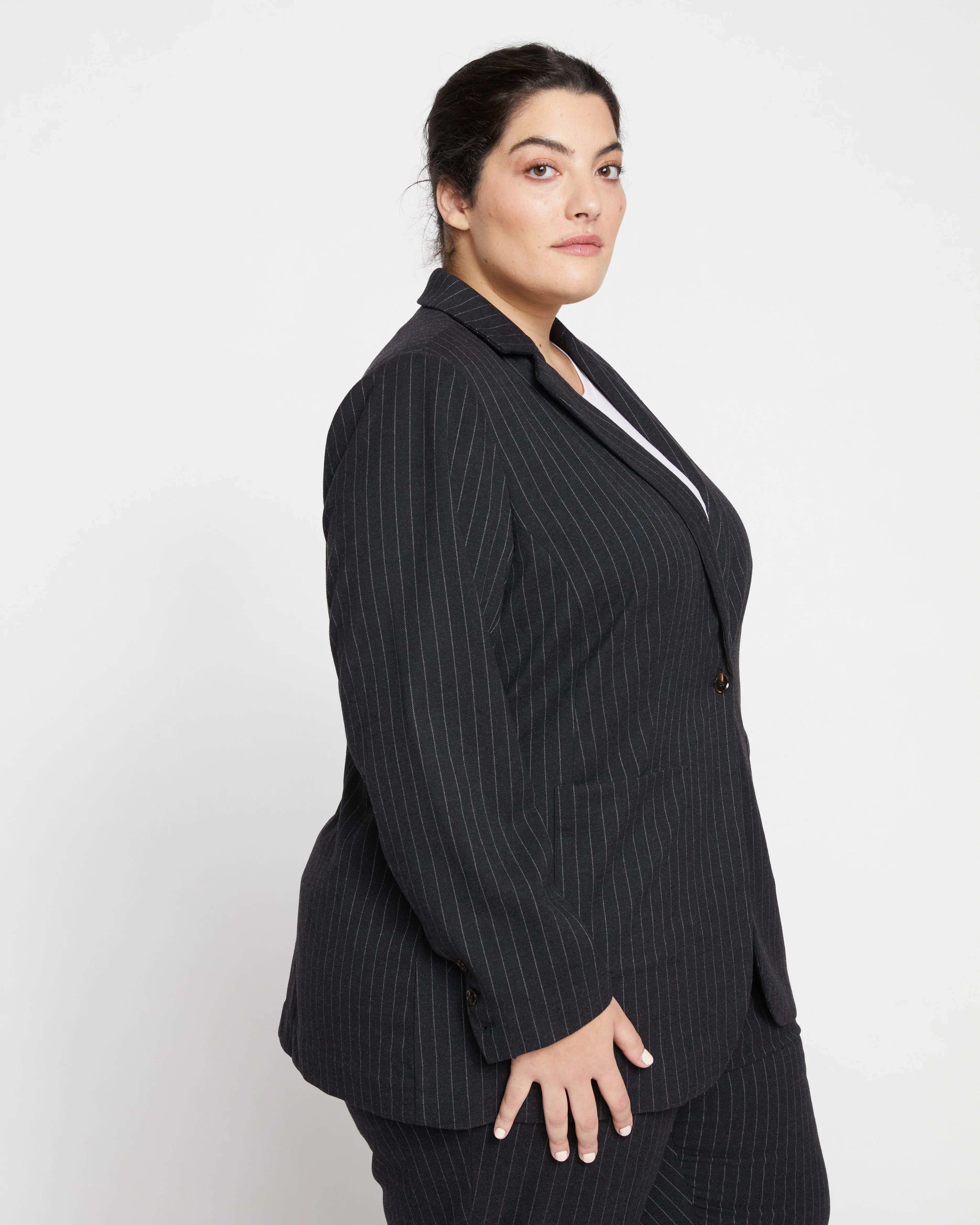The Pinstripe Blazer - Graphite - Image 4
