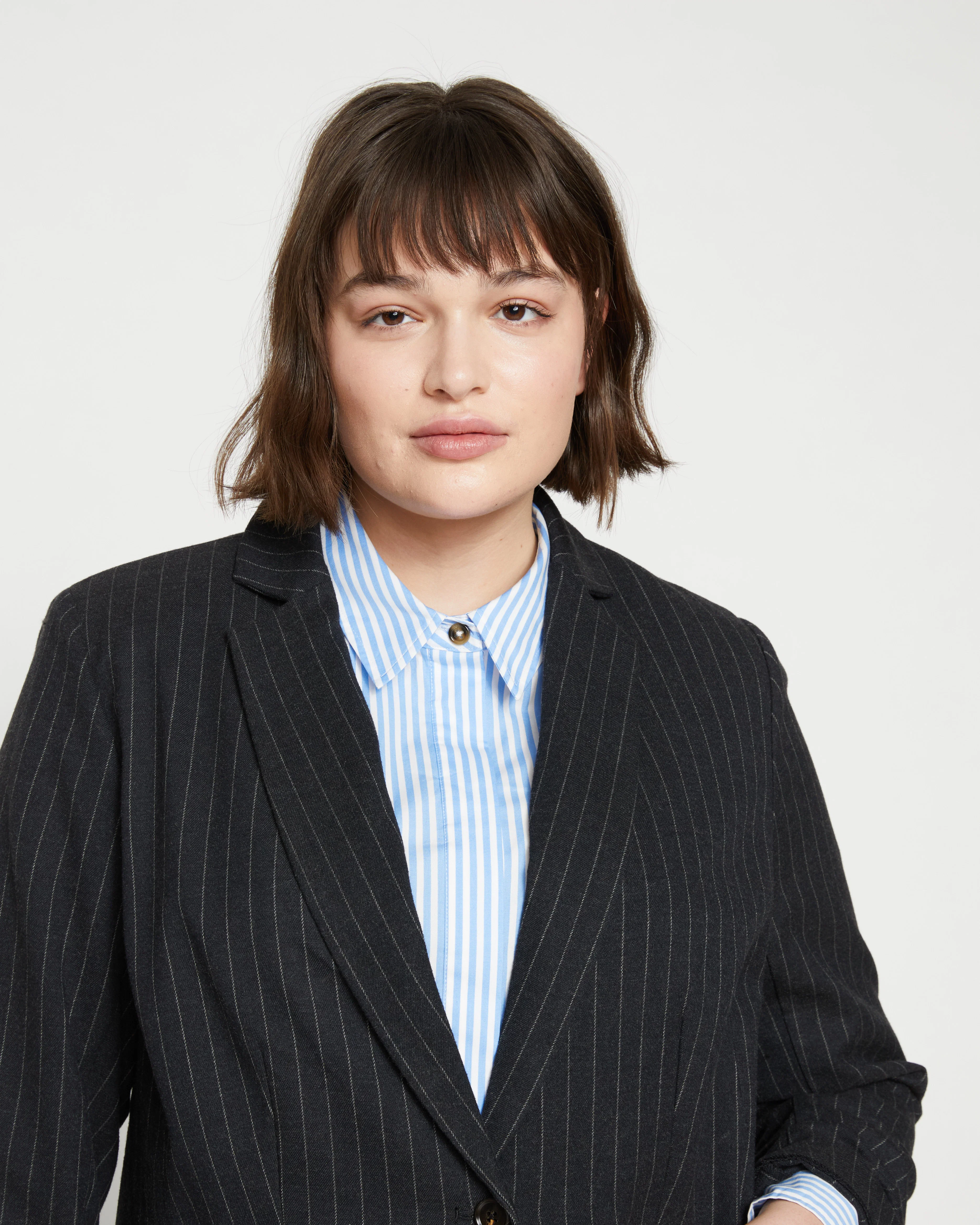 The Pinstripe Blazer - Graphite - Image 6