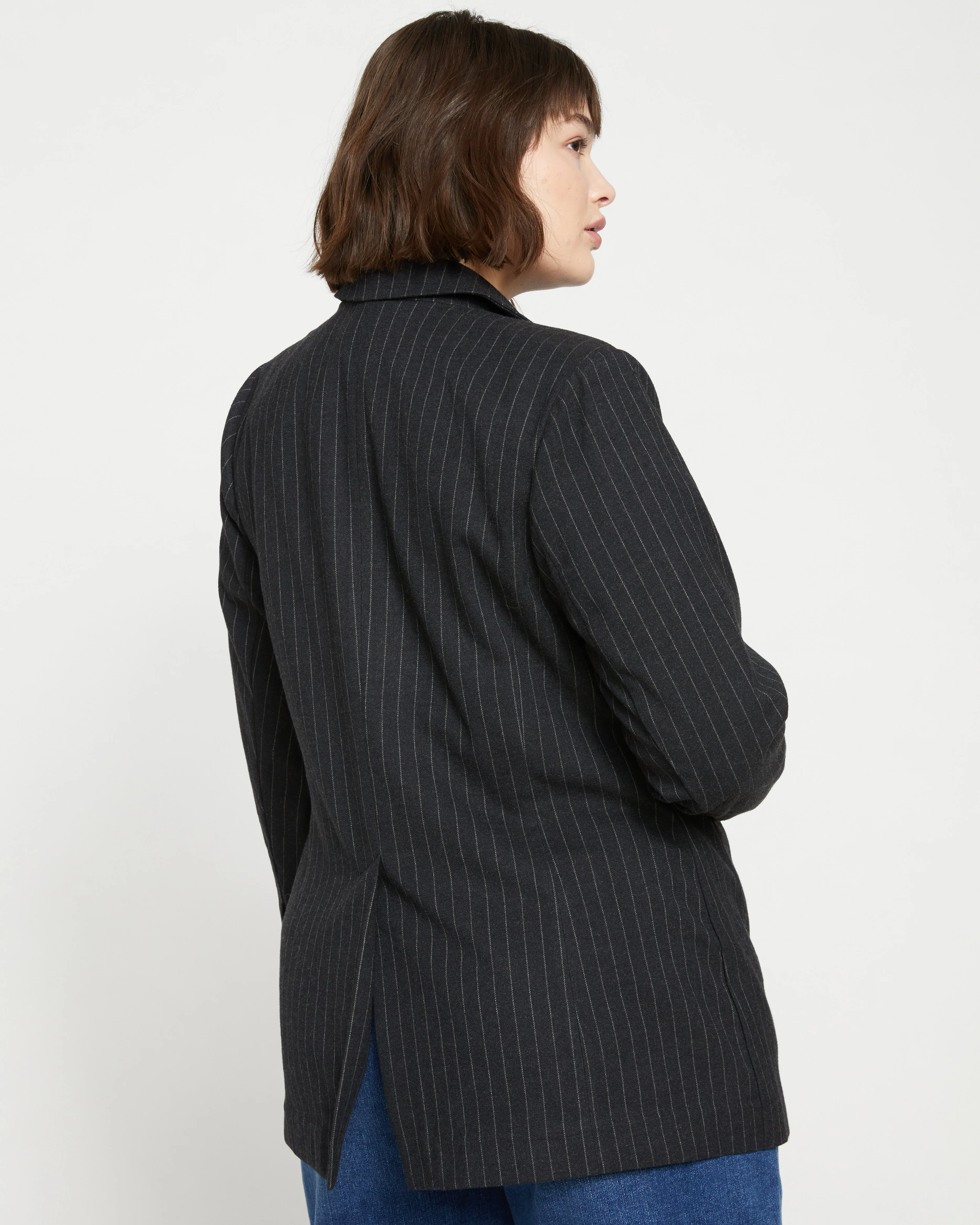 The Pinstripe Blazer - Graphite - Image 9