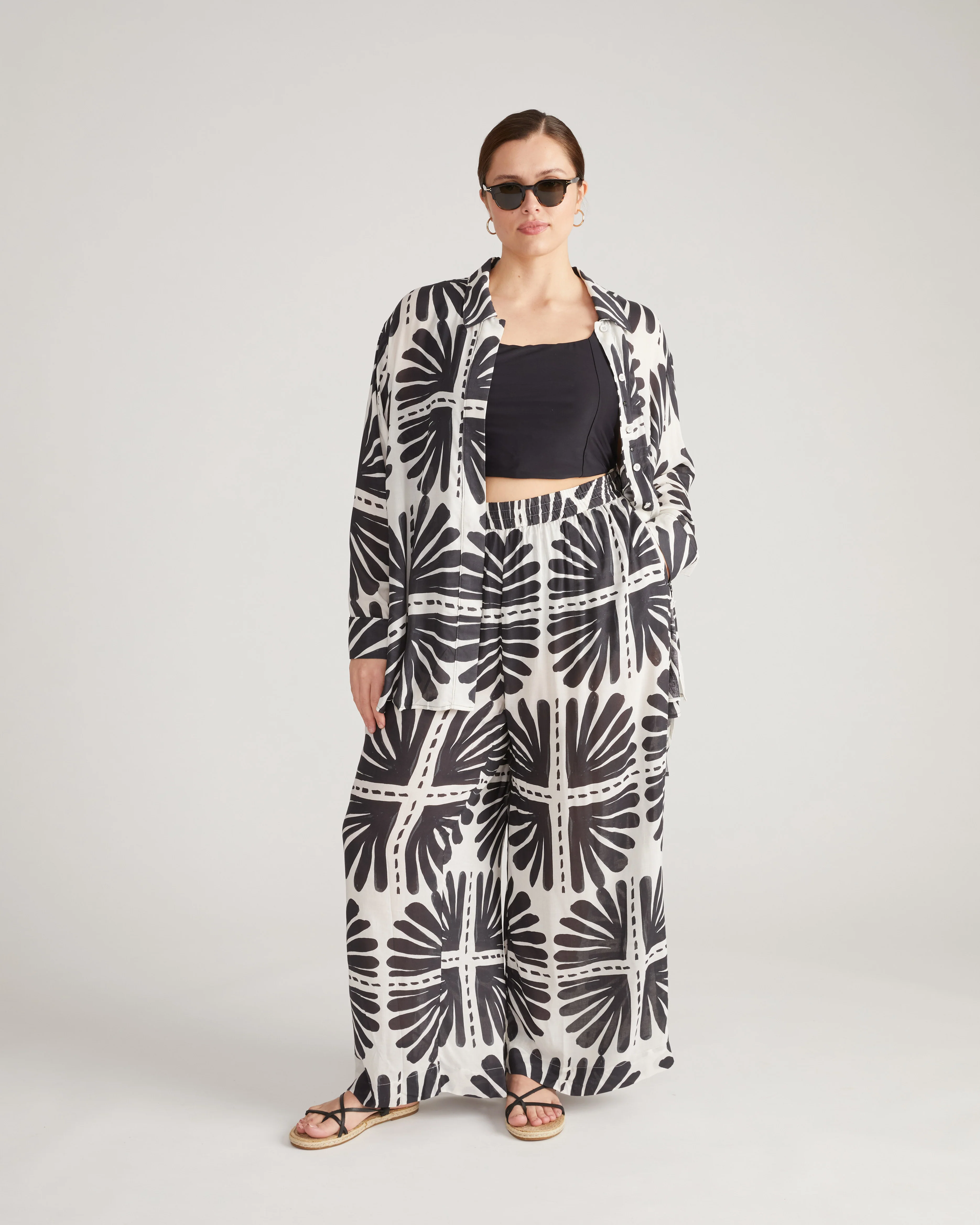 Toni Hi Low Tunic - Ink Bloom Print