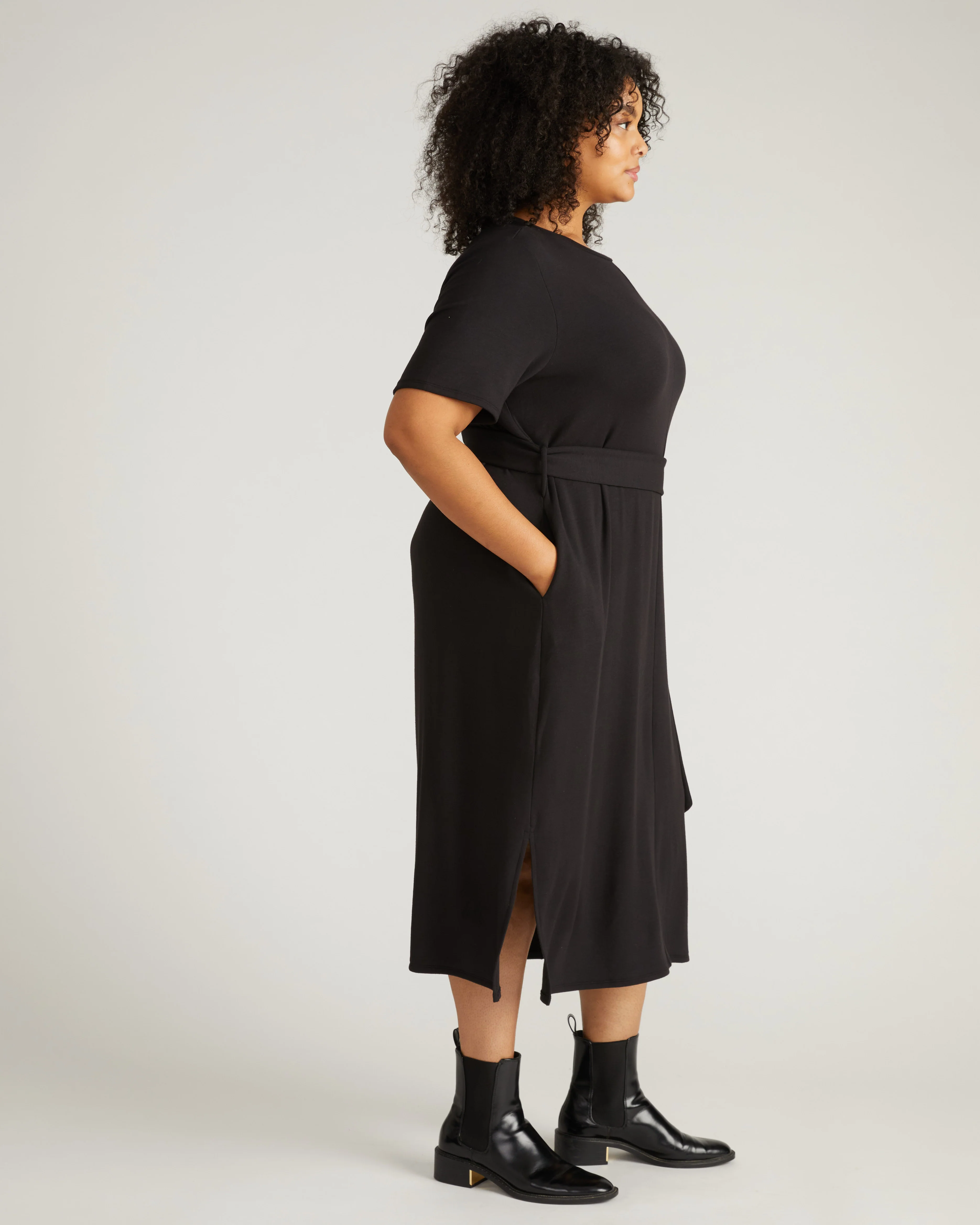 TravelKnit Belted Dress - Black - Image 2