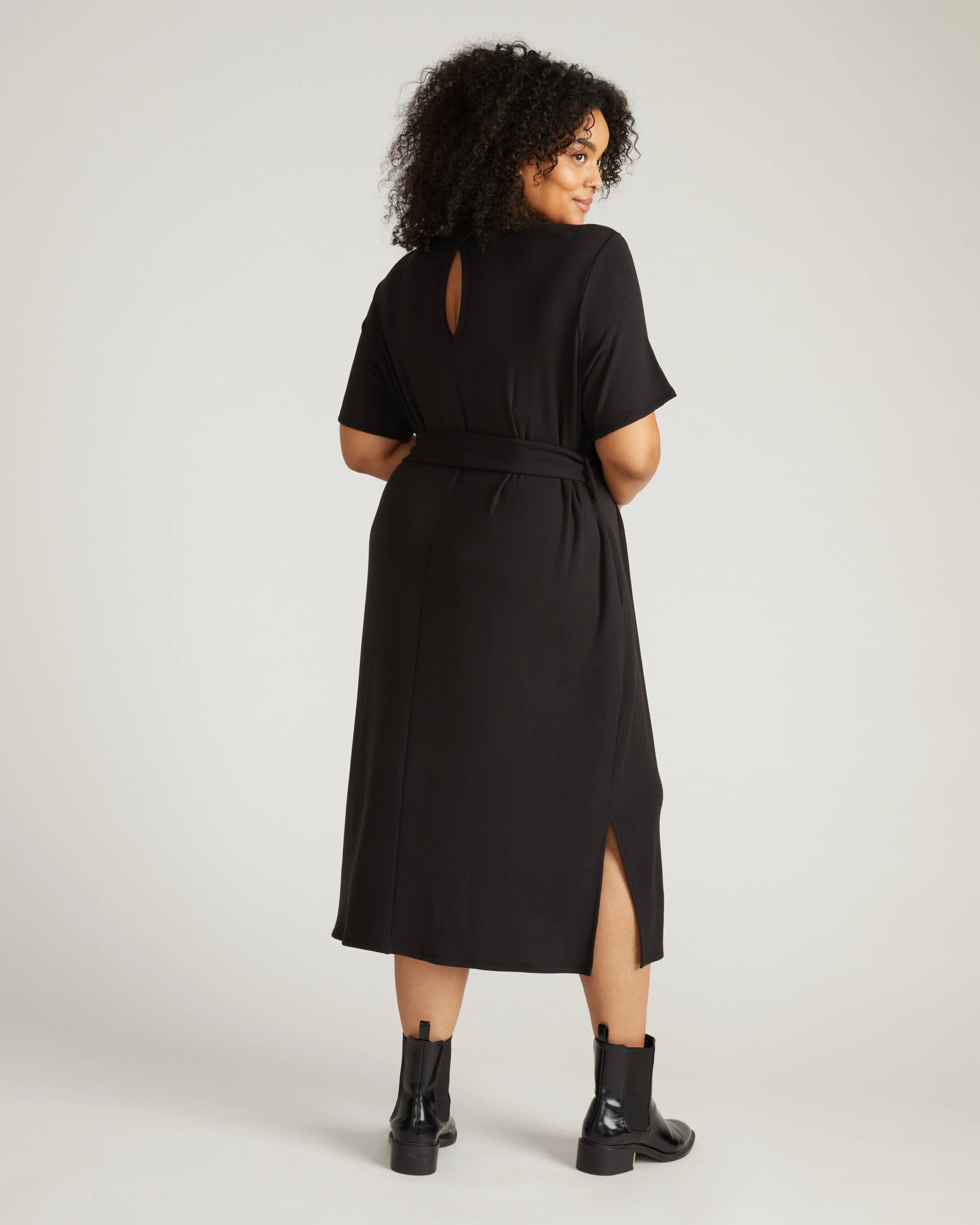 TravelKnit Belted Dress - Black - Image 3