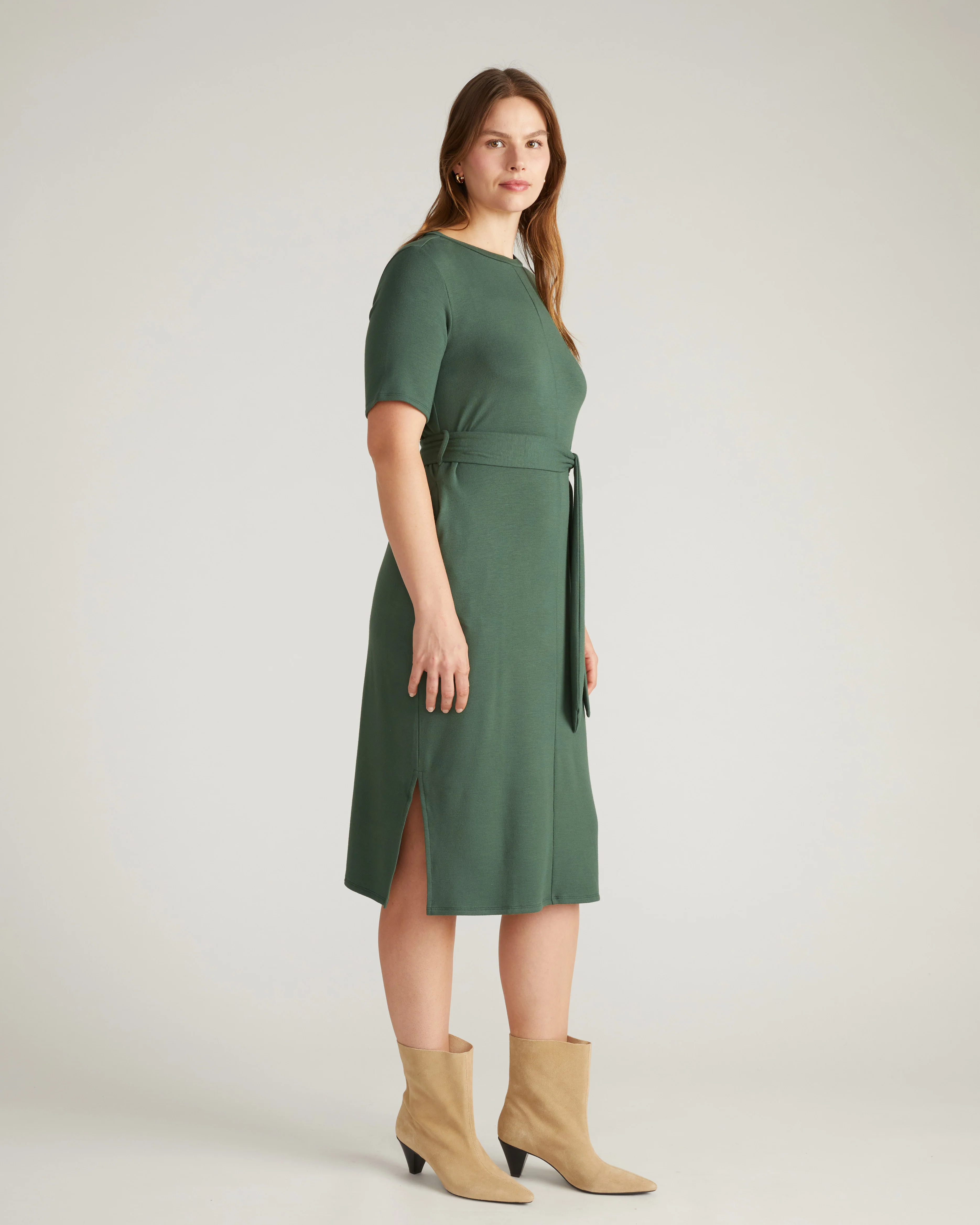 TravelKnit Belted Dress - Conifer - Image 2