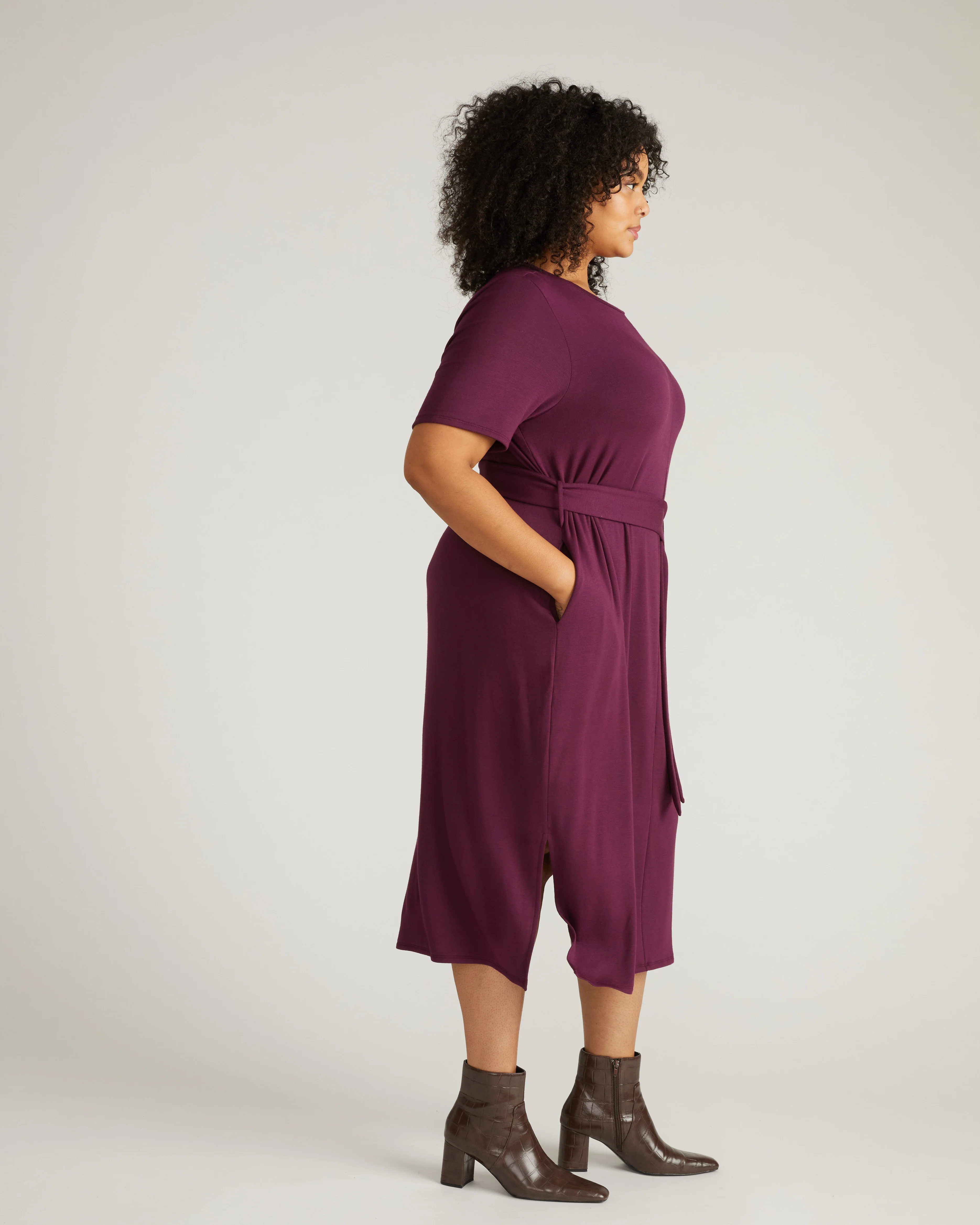 TravelKnit Belted Dress - Gamay - Image 2