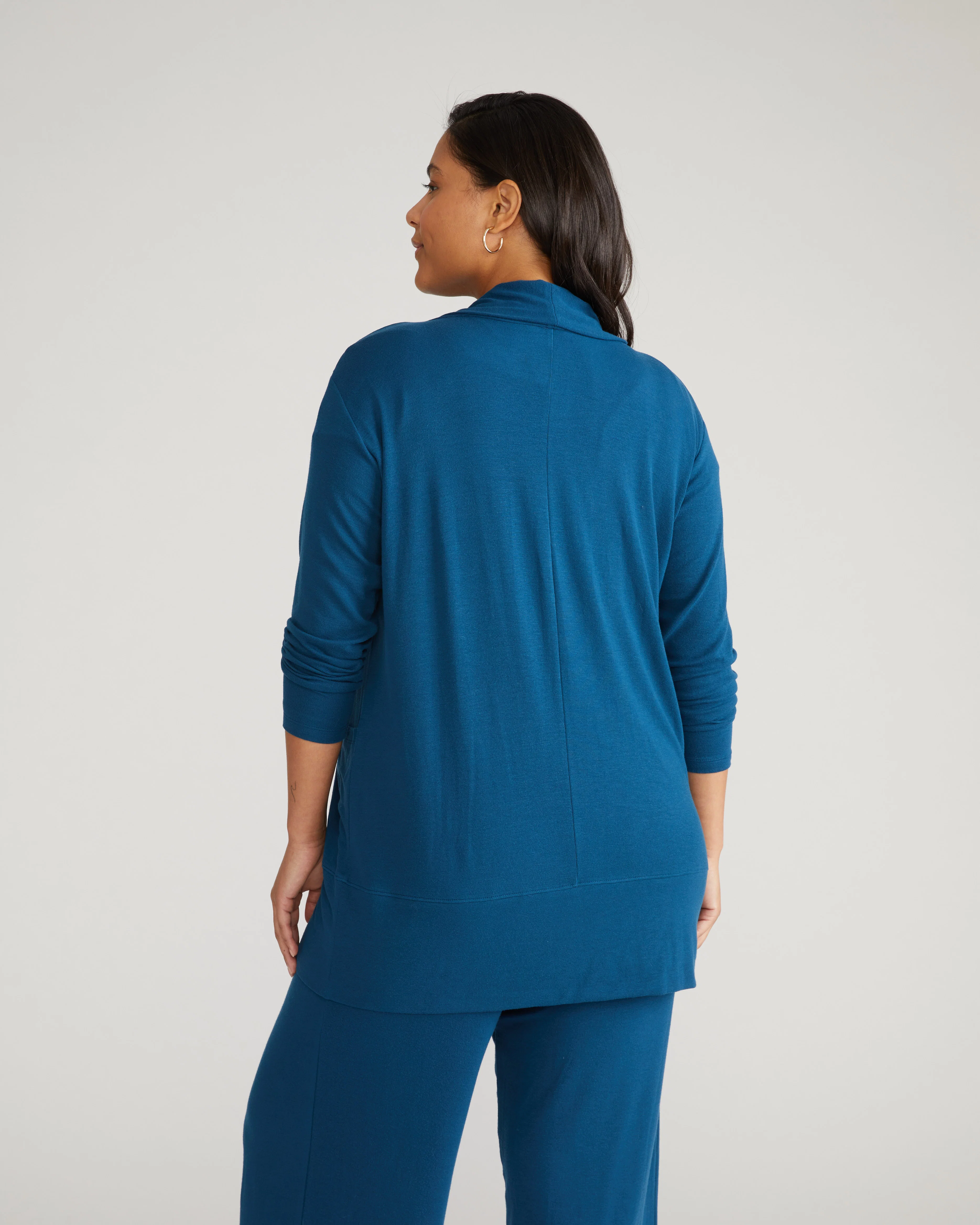TravelKnit Minimalist Cardigan - Blue Teal - Image 3