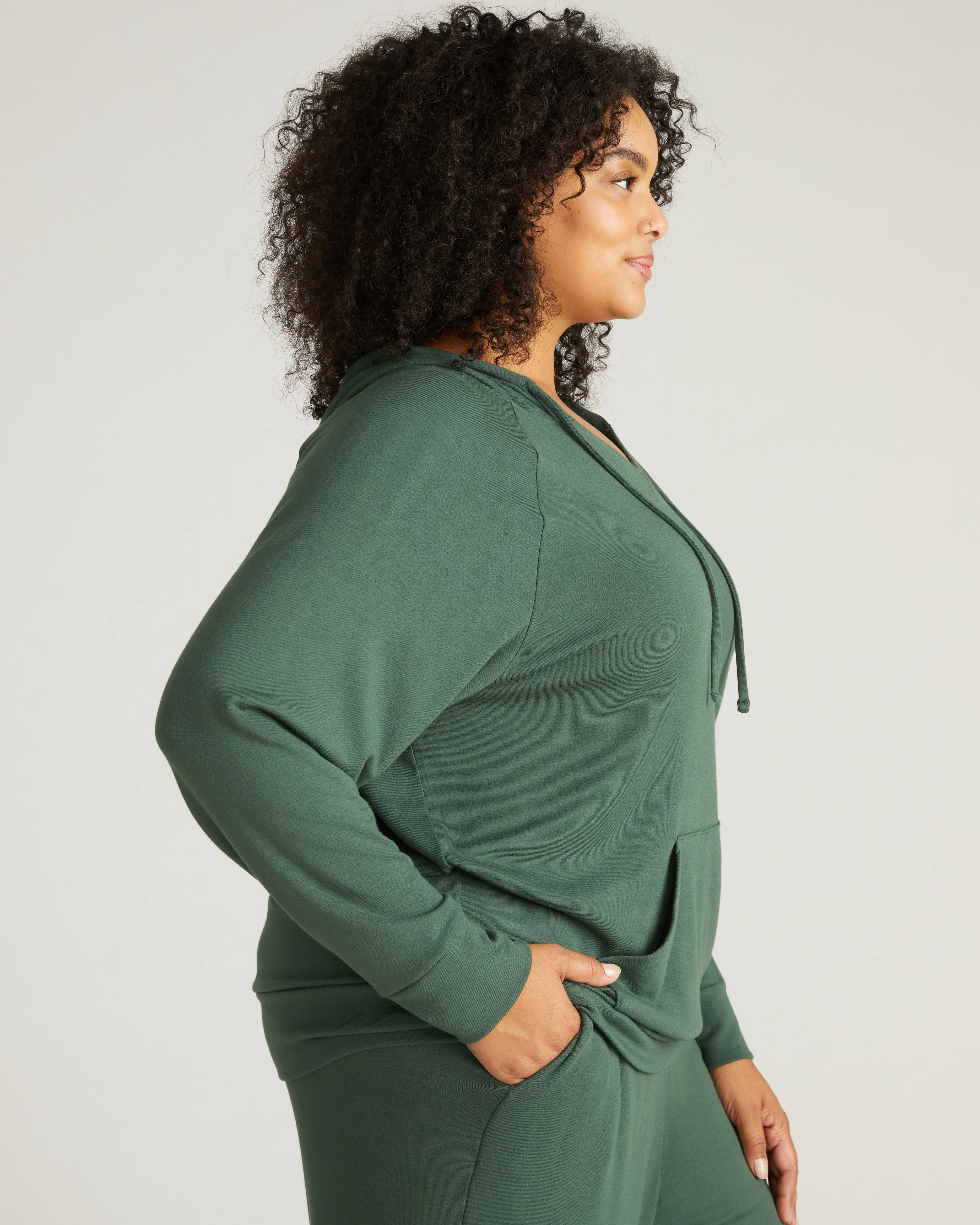 TravelKnit V Neck Hoodie - Conifer - Image 2