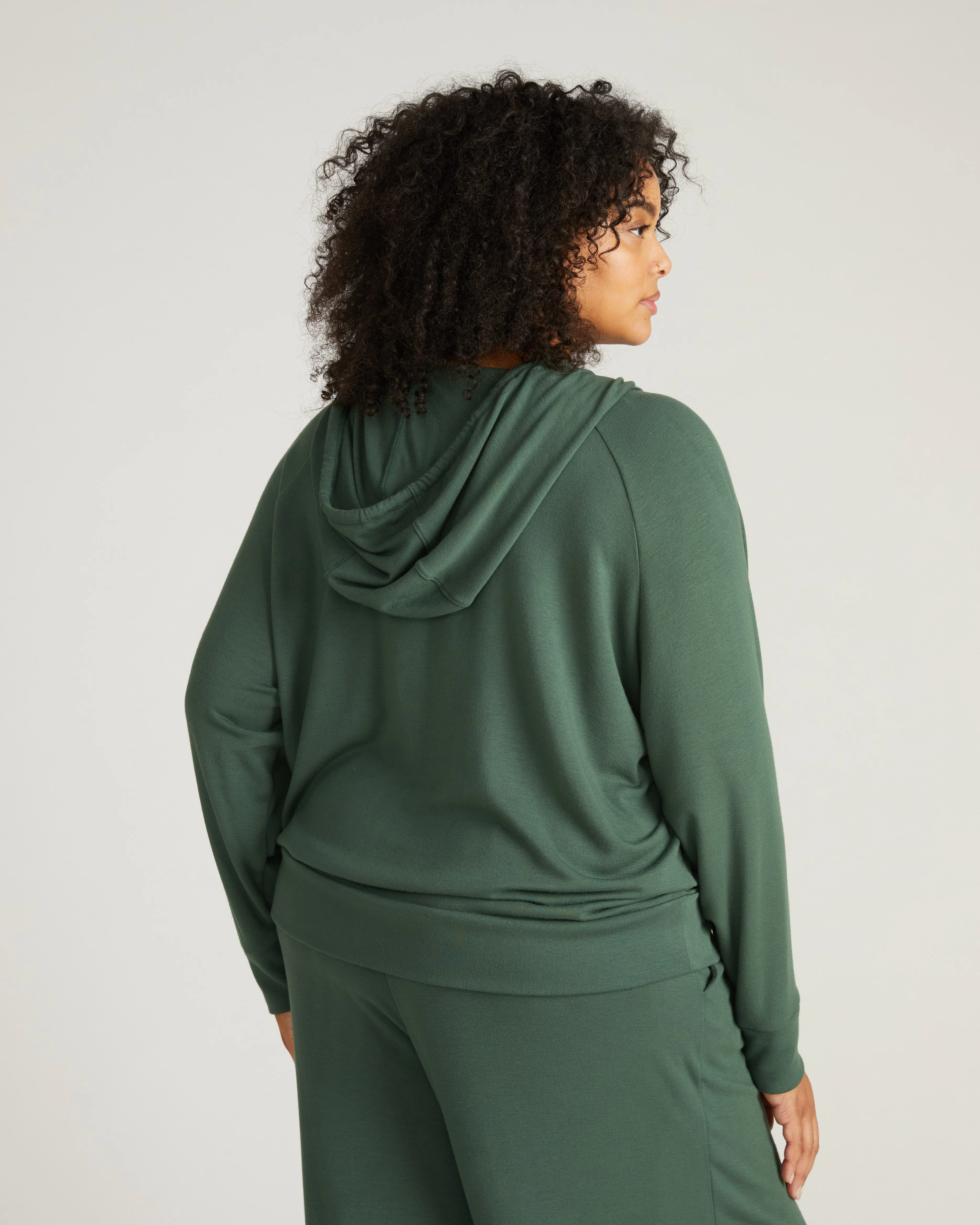 TravelKnit V Neck Hoodie - Conifer - Image 3