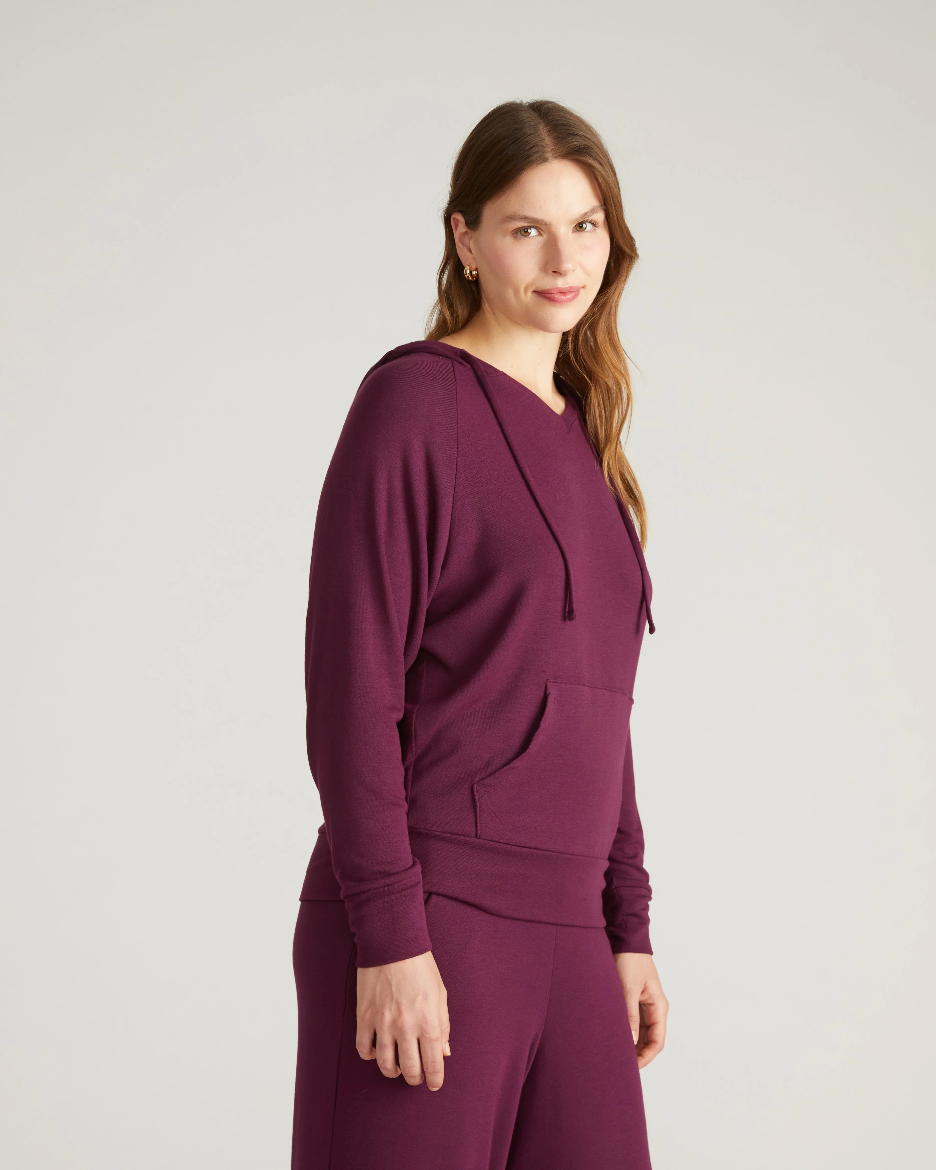 TravelKnit V Neck Hoodie - Gamay - Image 2