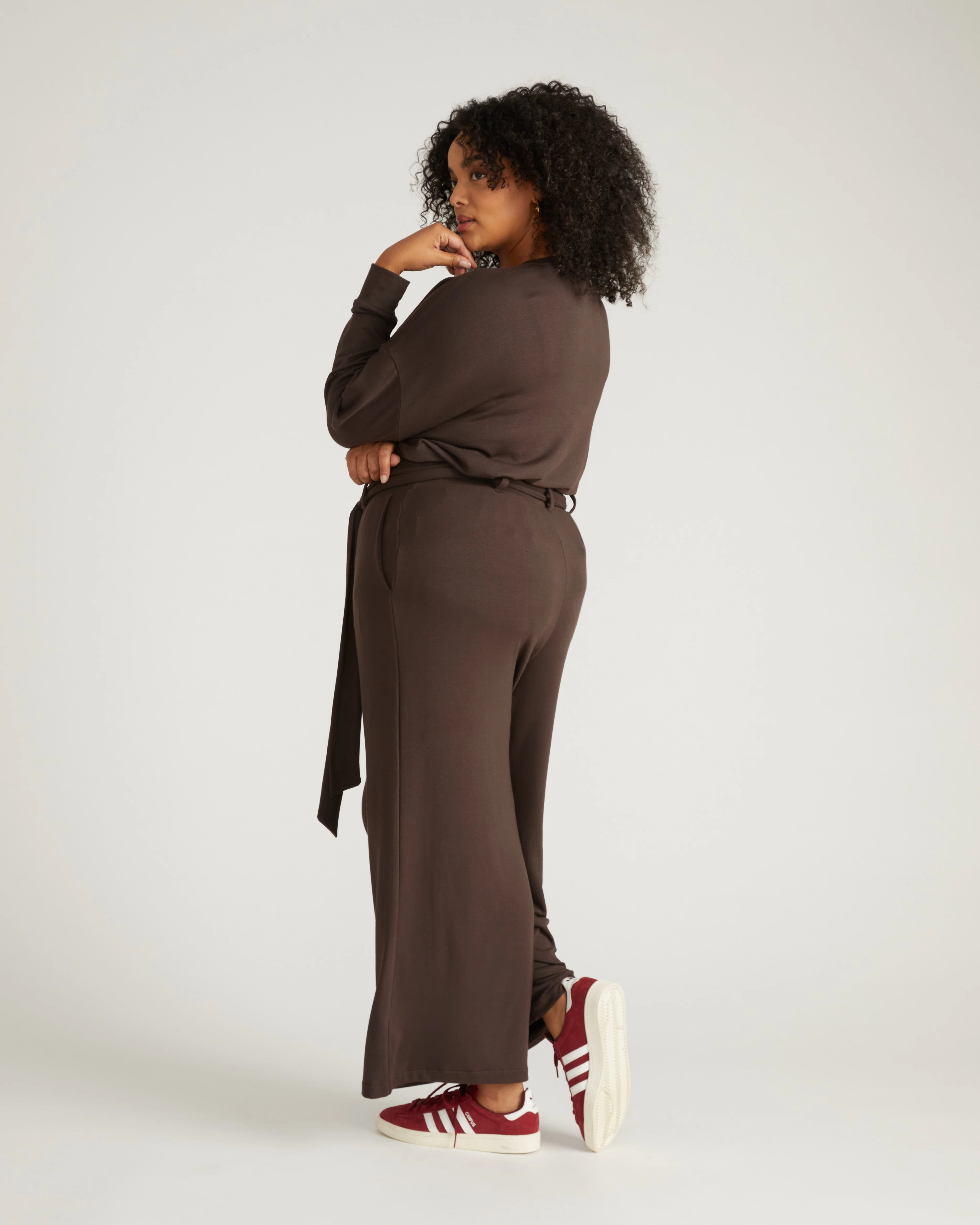 TravelKnit Wide Leg Pants - Espresso - Image 3