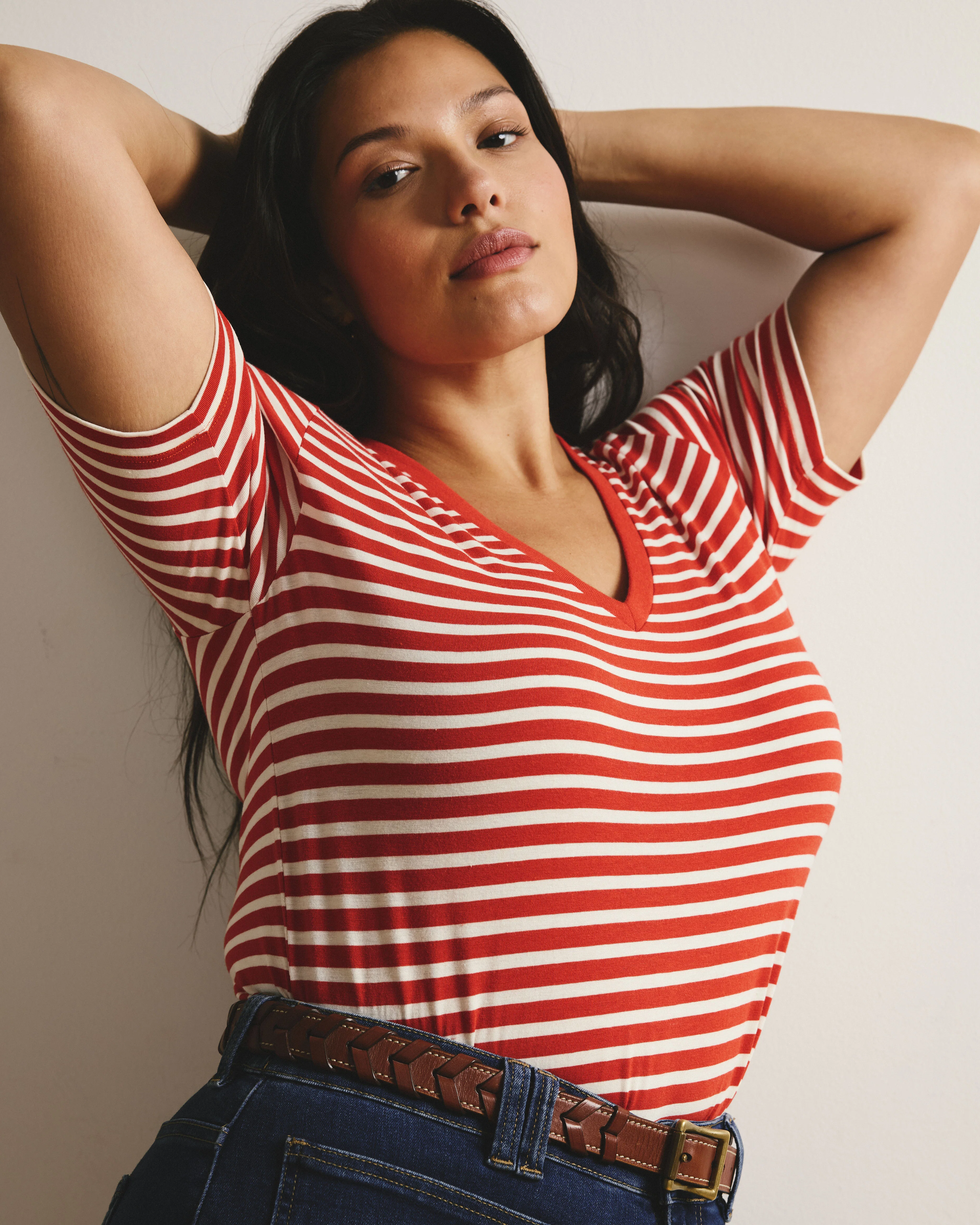 V Rex - Poppy/Ecru Stripe - Image 4