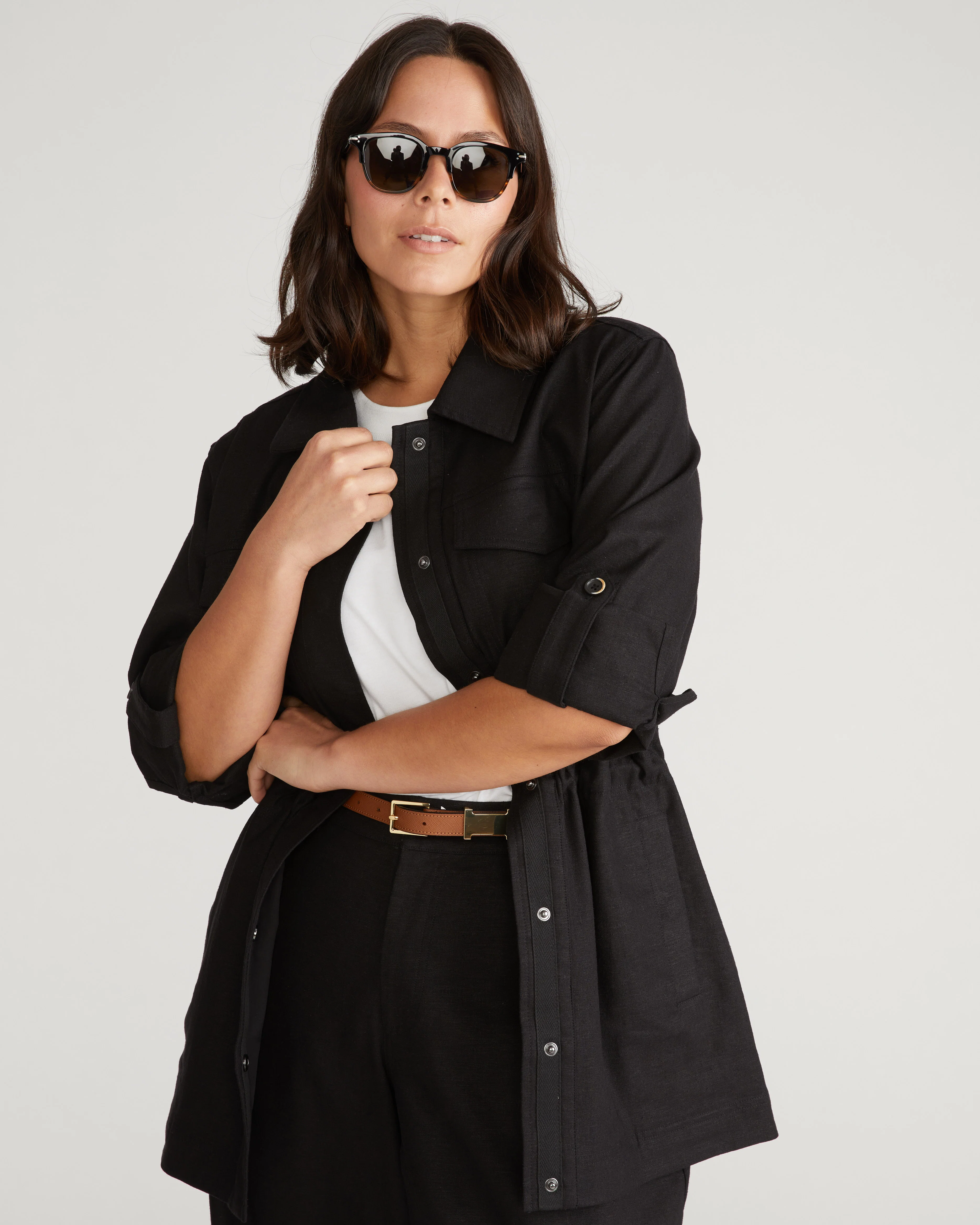Vineyard Linen Jacket - Black - Image 2
