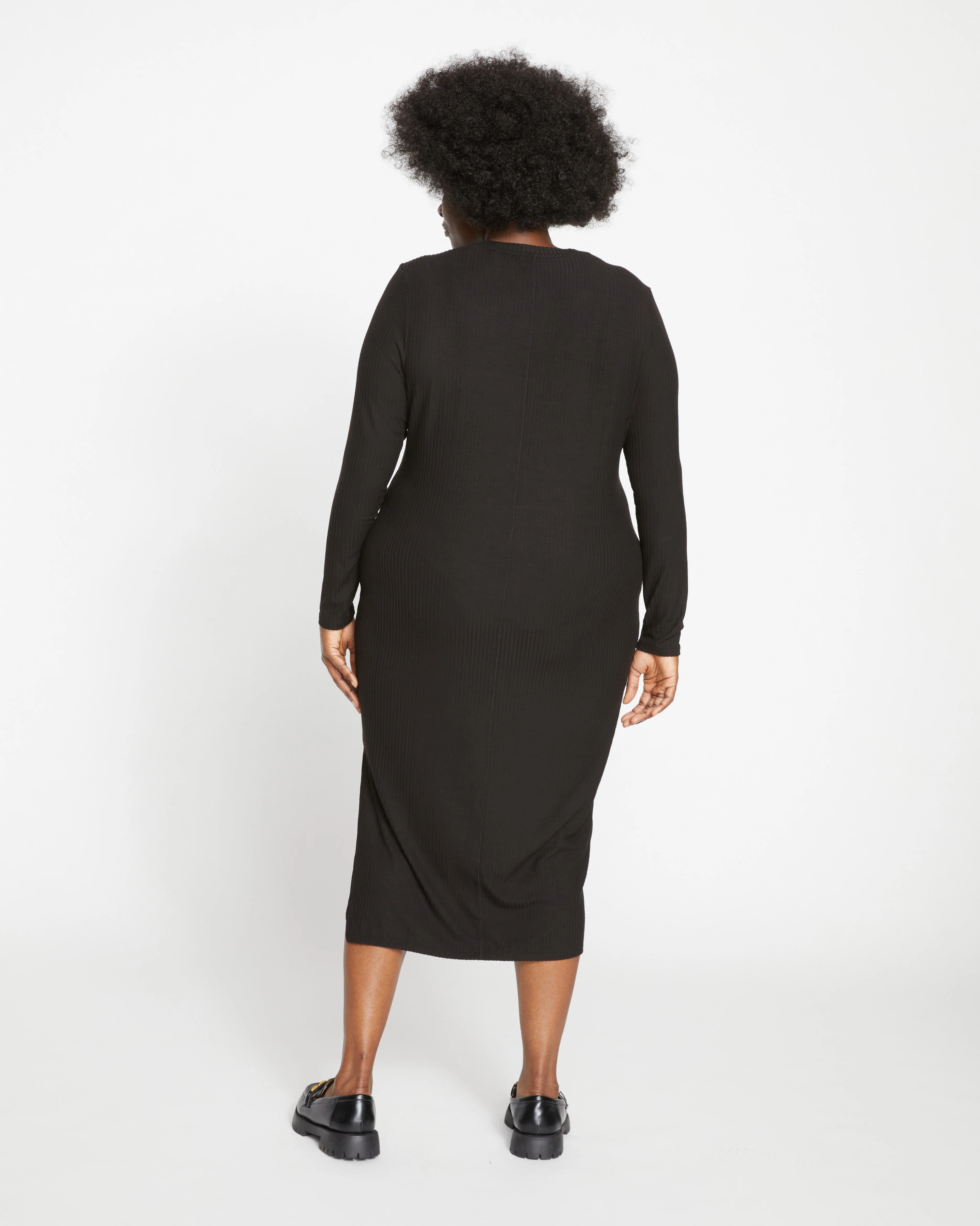 Xenia Ribbed Dress - Black - Image 4