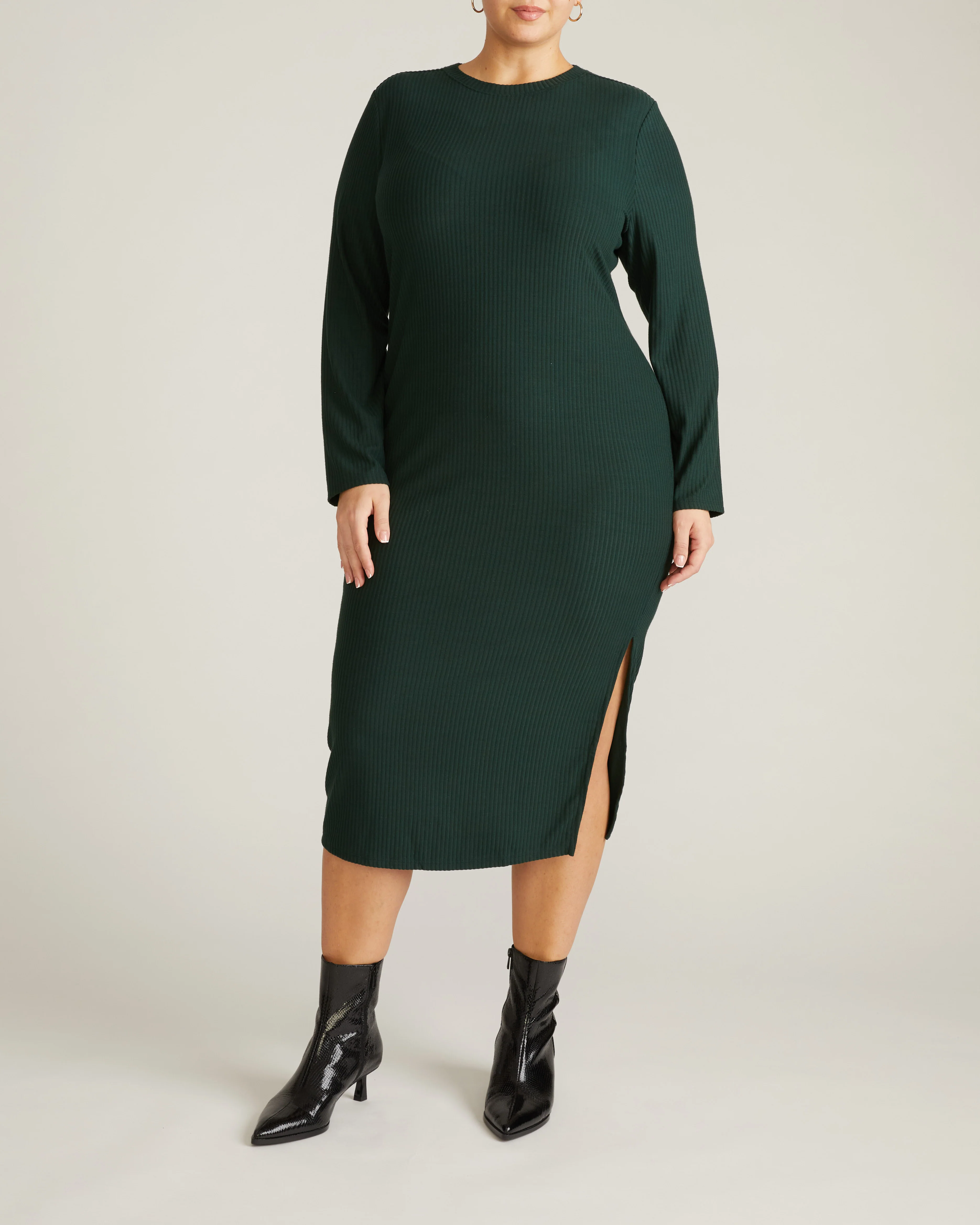 Xenia Ribbed Dress - Forest Green - Image 4