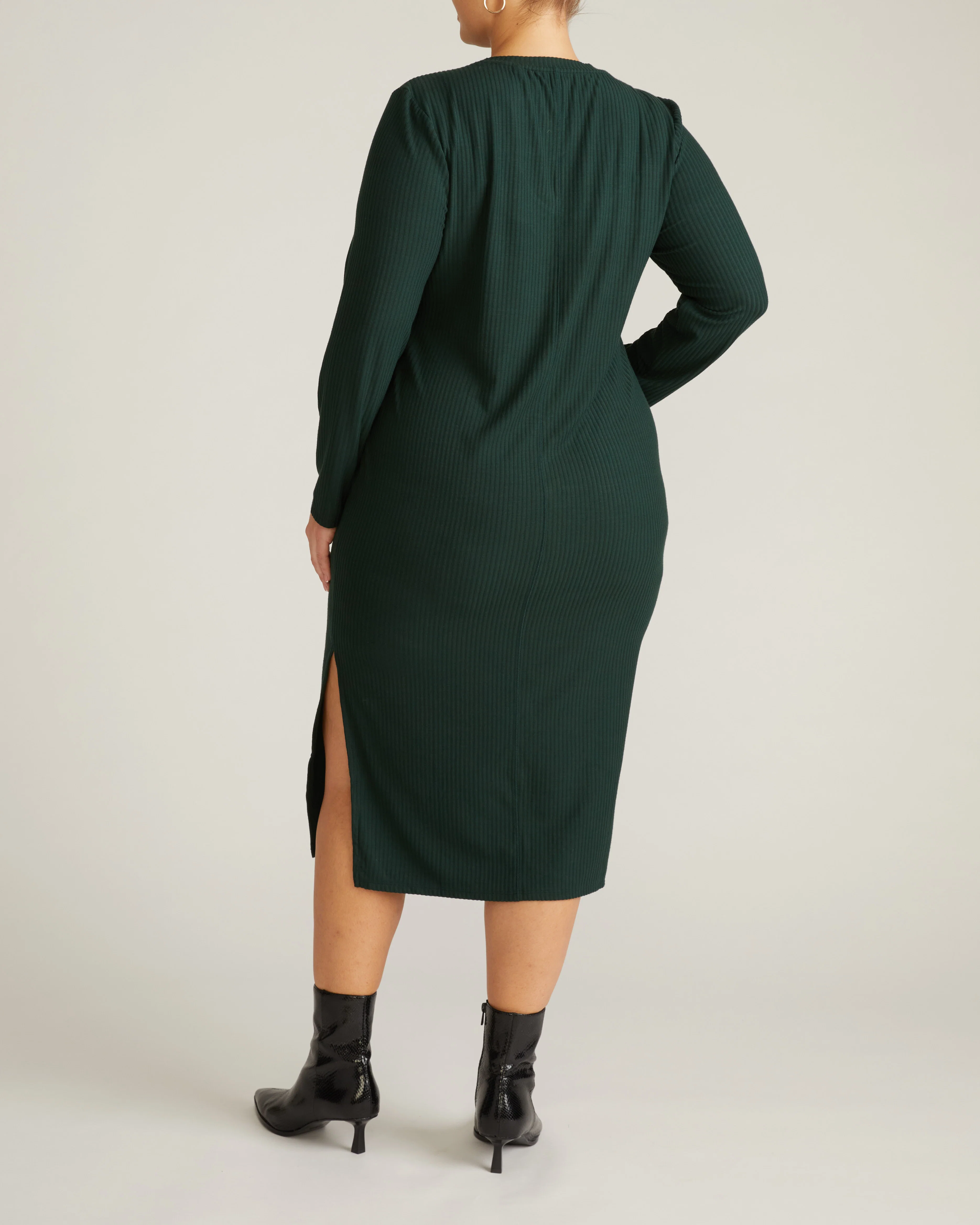 Xenia Ribbed Dress - Forest Green - Image 6