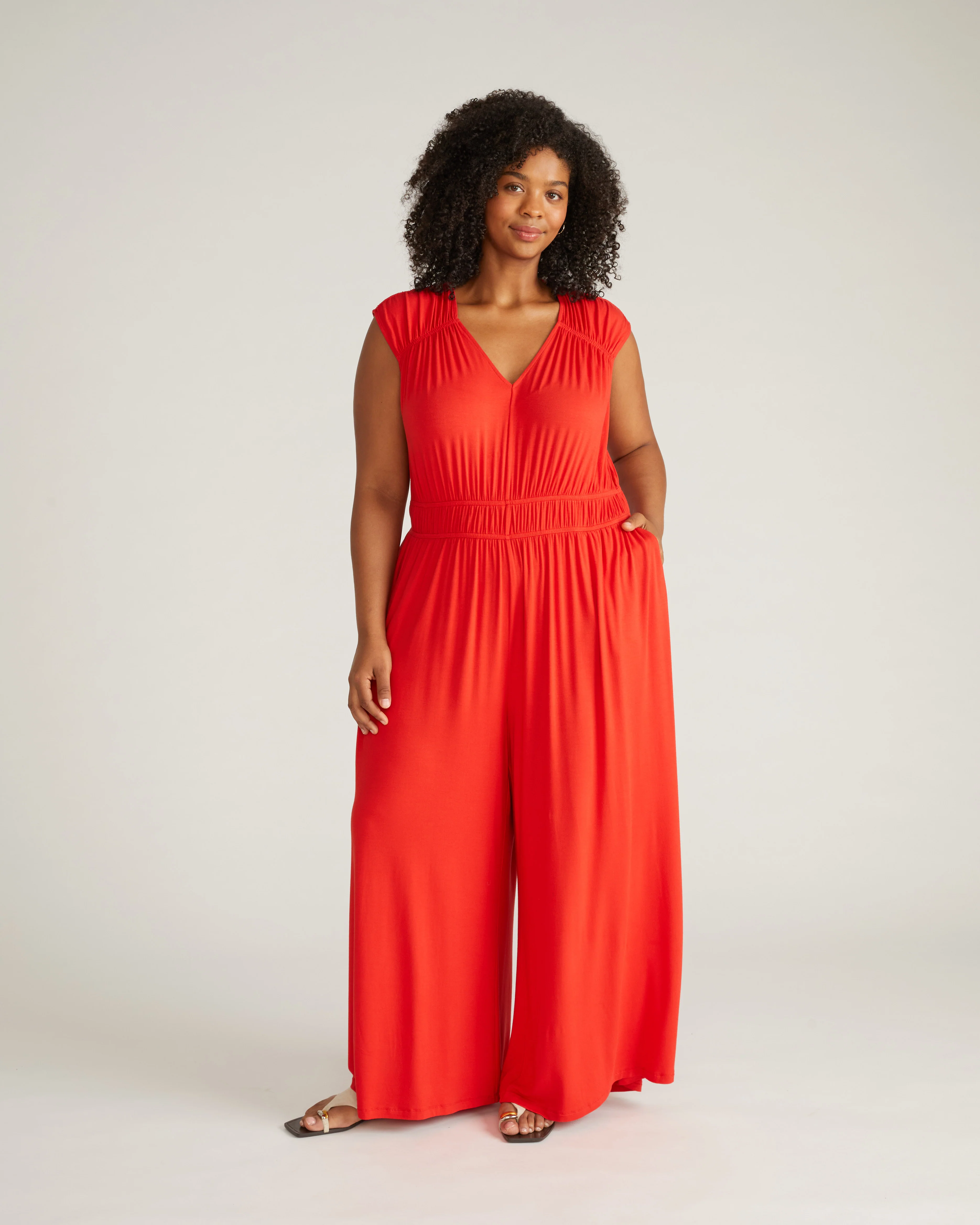 Zoey Liquid Jersey Jumpsuit - Lipstick - Image 2